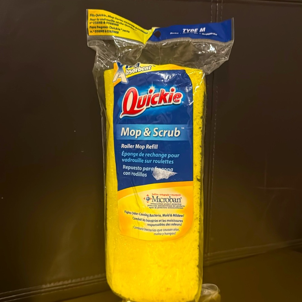 New Quickie Roller Mop Refill with Microban, Mop and Scrub Cleaning- Type M